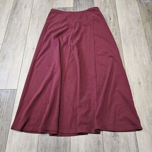 Appleseed's Burgundy Red Maxi Circle Skirt Elastic Waist Stretch Women's Small